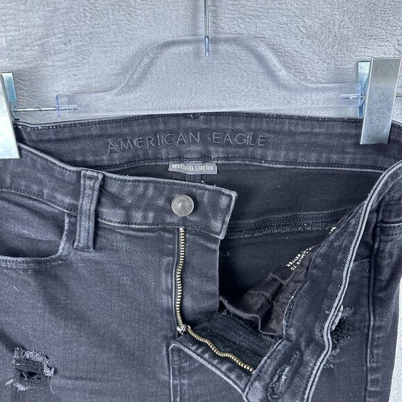 American Eagle Skinny Jeans Women's Size 4R Distressed Next Level Stretch Black - Picture 5 of 12